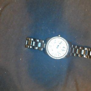 Betsy Johnson Woman's "Costume" Watch, Silver and Black